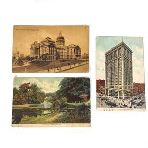 Set of 3 1908-09 Indianapolis IN Indiana Lithograph Postcards, Germany Lot Falls